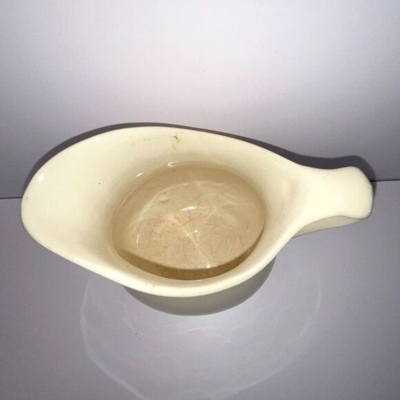 Beautiful vintage white stoneware pitcher; measures 6" x 5" x  3 1/2" - Picture 4 of 5